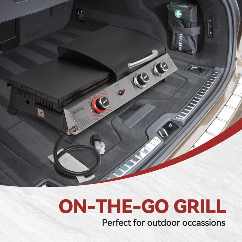 Royal Gourmet 3-Burner Portable Gas Griddle with Side Burner, PD1305H - Image 3