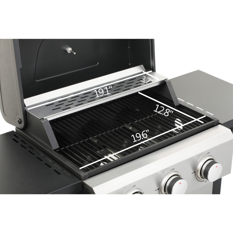 Dravenfell 3-burner 25650BTU Propane Gas BBQ Grill, Enamel Cooking Grids, Foldable Side Table, Stainless Steel, Black + Grey - Image 2
