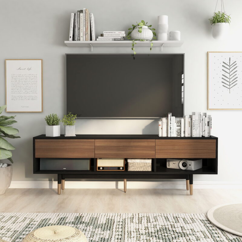 Furniture of America Zuna 3-Drawer TV Stand for TVs up to 70", Black - Image 5