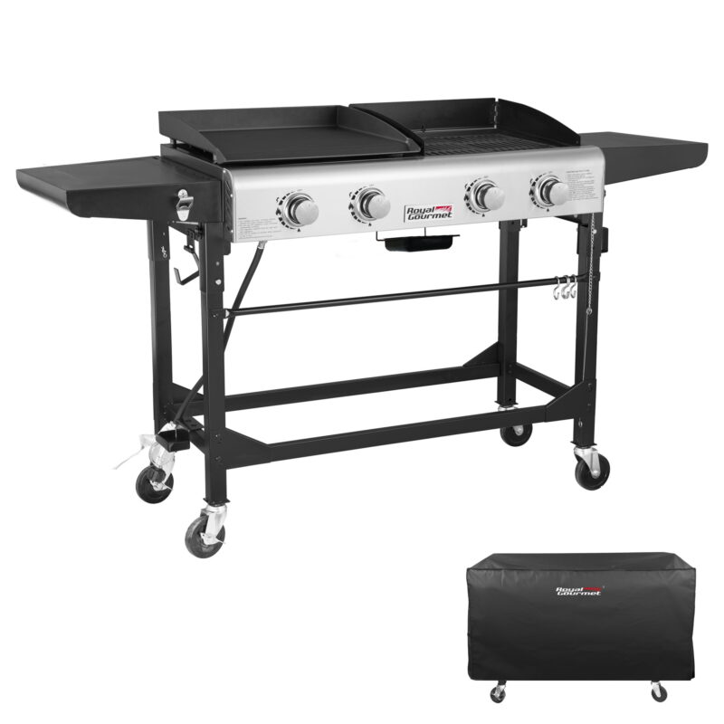 Royal Gourmet GD401C Premium 4-Burner 48000-BTU Folding Gas Grill and Griddle, With Cover - Image 6