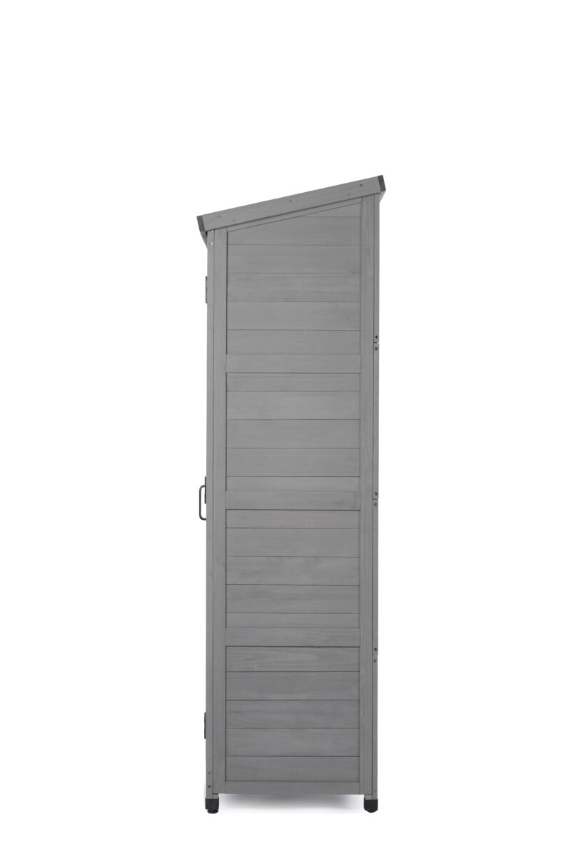 Outdoor Storage Cabinet and Metal Top,Garden Storage Shed,Outdoor 68 Inches Wood Tall Shed for Yard and Patio - Image 6