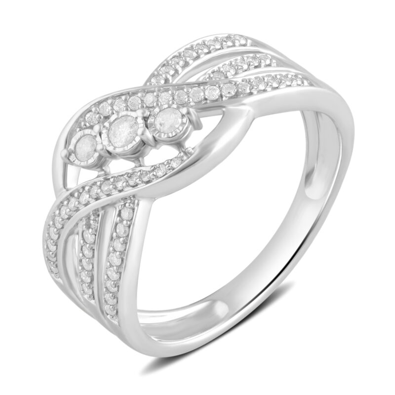 1/4 Carat T.W Diamond Sterling Silver Anniversary Ring. (I-J/I2-I3) - Image 2