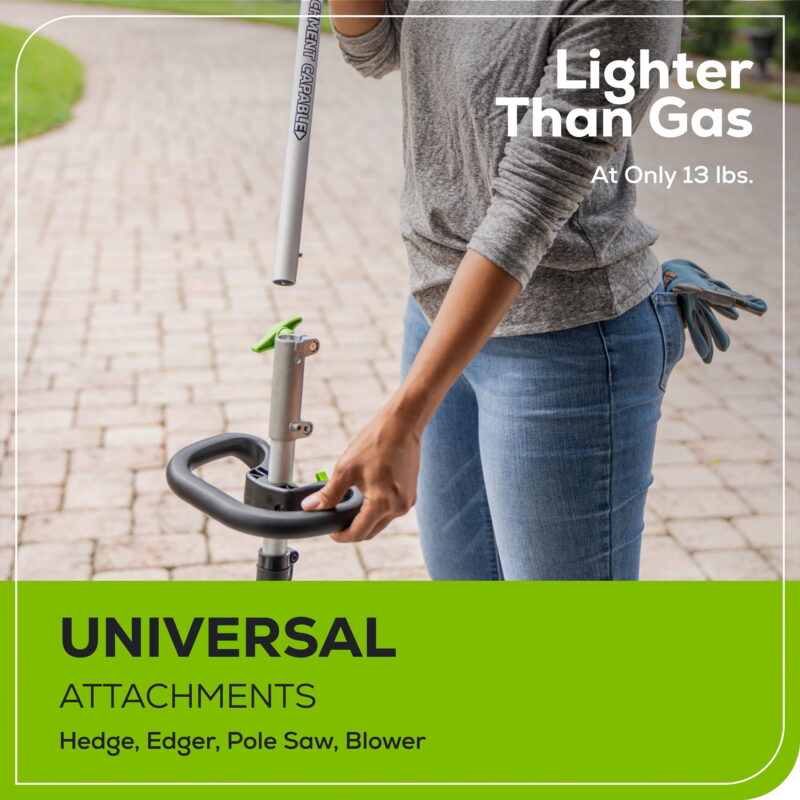 Greenworks 60V 16" Cordless Battery String Trimmer (Attachment Capable) with 4.0 Ah Battery & Charger - Image 4
