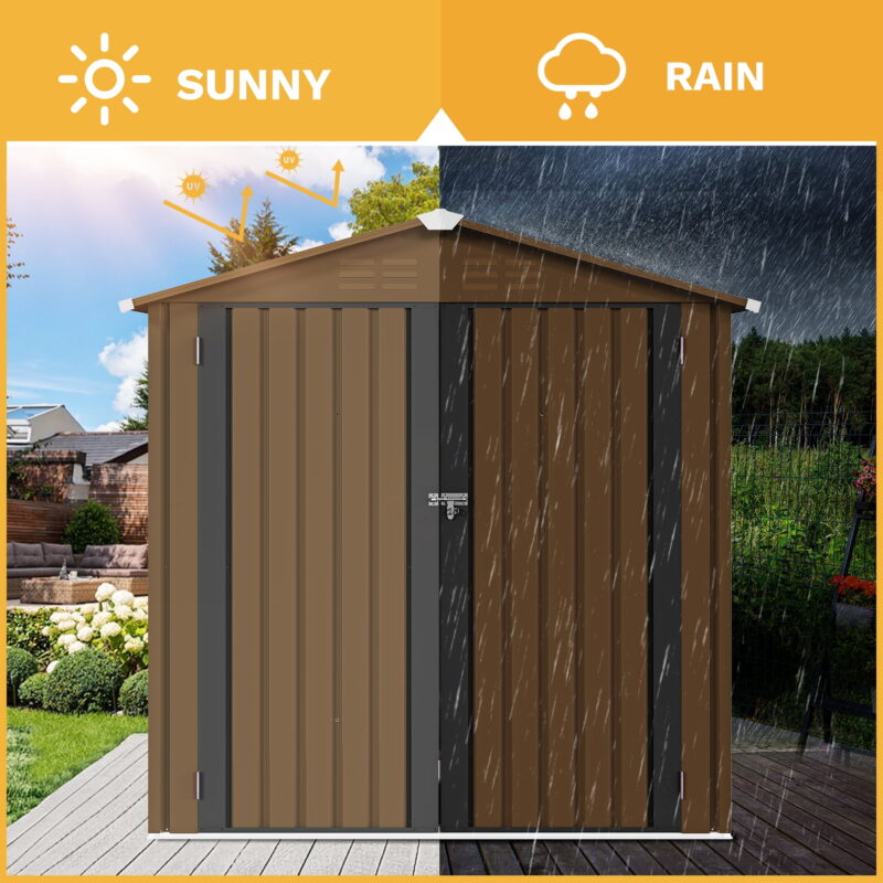 Uforic 6' x 4' Outdoor Metal Storage Shed, Large Tools Storage Shed with Lockable Double  Doors & Air Vent for Backyard, Patio, Lawn - Image 4