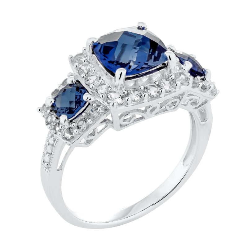 Brilliance Fine Jewelry Multi Stone White Sapphire Ring, 925 Sterling Silver - Image 2