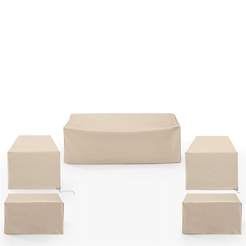 Crosley Furniture Covers 5-Piece Vinyl Outdoor Sofa Cover Set in Tan - Image 6