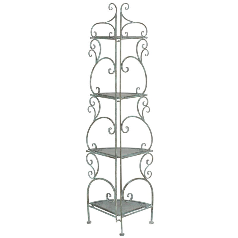 SAFAVIEH Turuca Outdoor Patio 4 Tier Corner Shelf Unit, Antique Green - Image 7