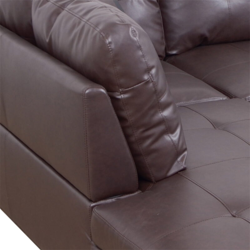 Hommoo Modern Faux Leather Sectional Couch and Sofa Set, L Shaped Sectional Sofa, Living Room Furniture Sets, Brown(No Ottoman) - Image 6