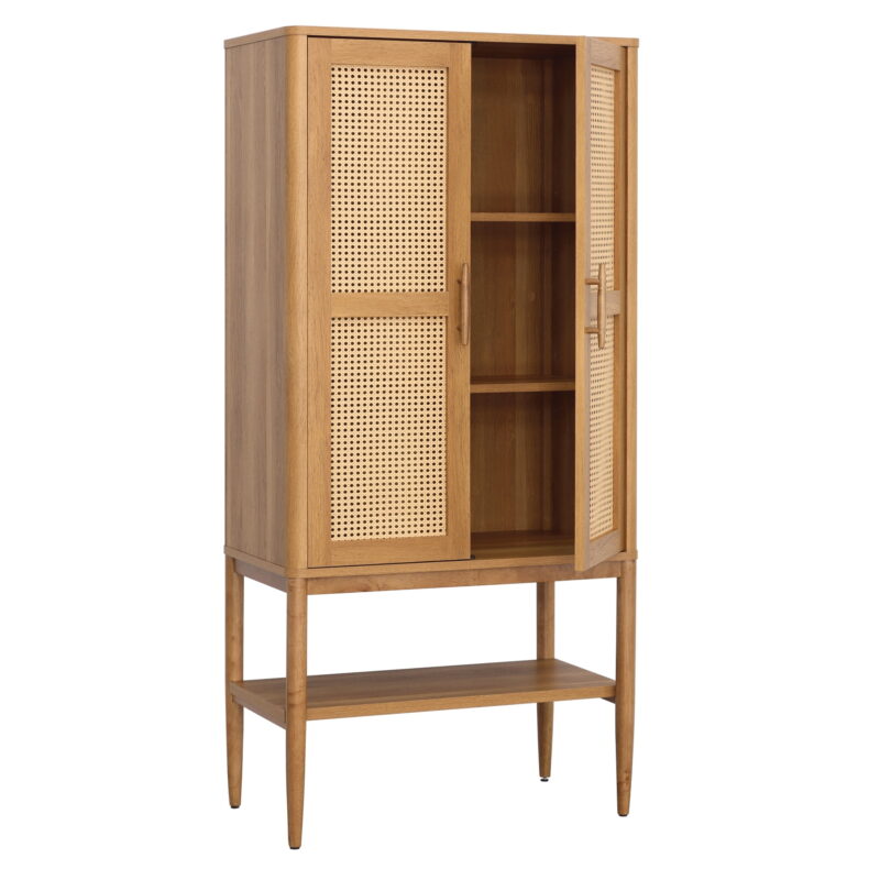 Better Homes & Gardens Springwood Caning Storage Accent Cabinet, Light Honey Finish - Image 4
