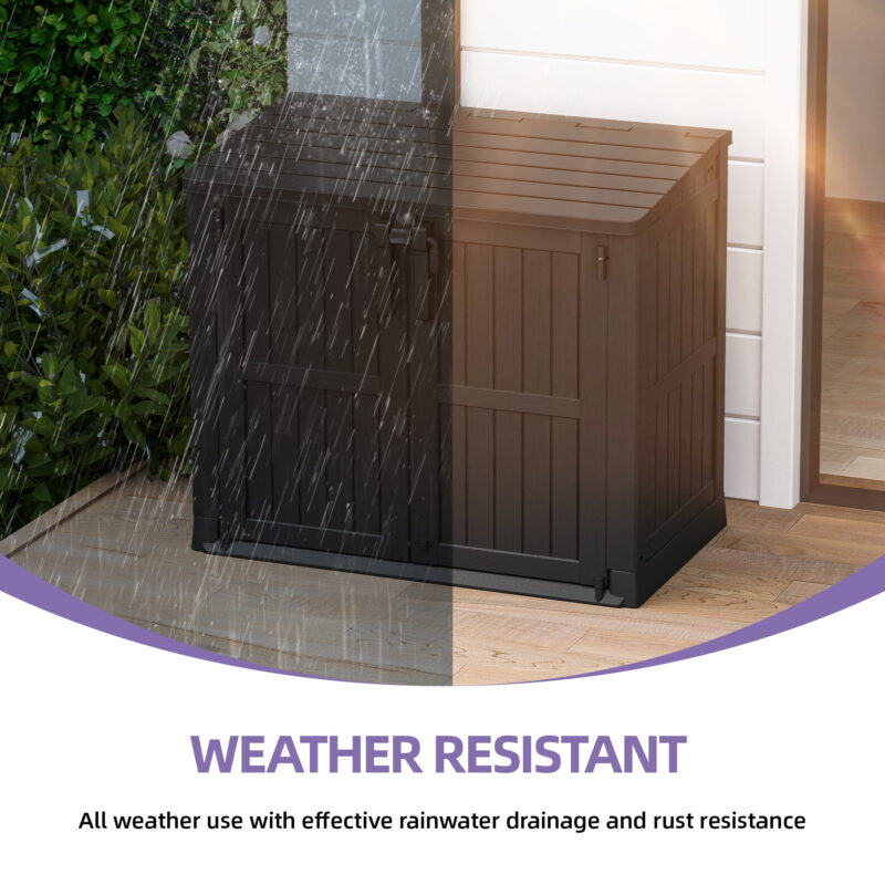 UFORIC Horizontal Resin Storage Shed with Lockable Door, Floor, Locking Latch, Tool Organizer - Image 3