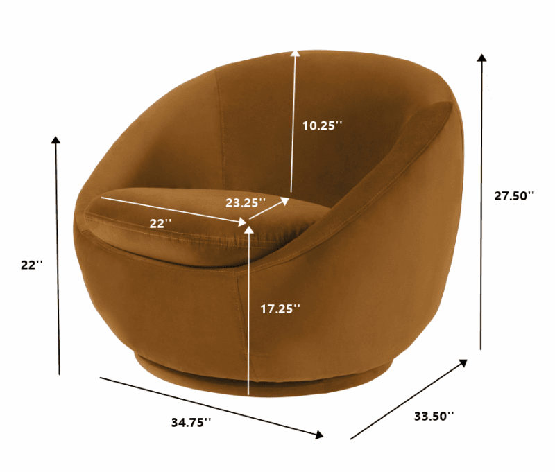 Better Homes & Gardens Mira Swivel Accent Chair, Ochre Velvet - Image 3