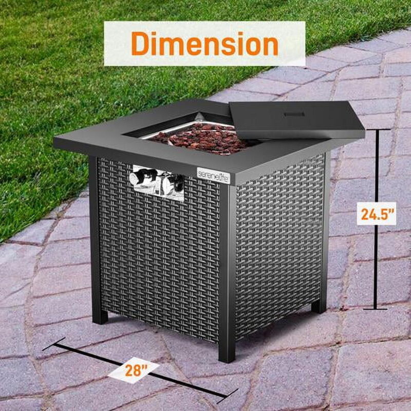 SereneLife 40,000 BTU Propane Gas Ignition Patio Fire Pit Table w/ Cover - Image 2