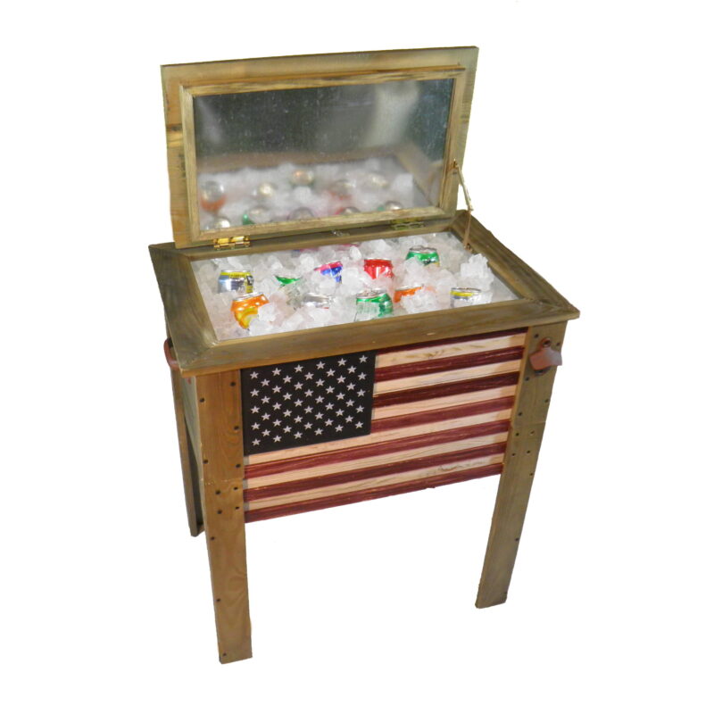 BACKYARD EXPRESSIONS PATIO HOME GARDEN 909939 Wooden American Flag Patio Beverage Cooler for Outdoors 57 Quart - Image 2