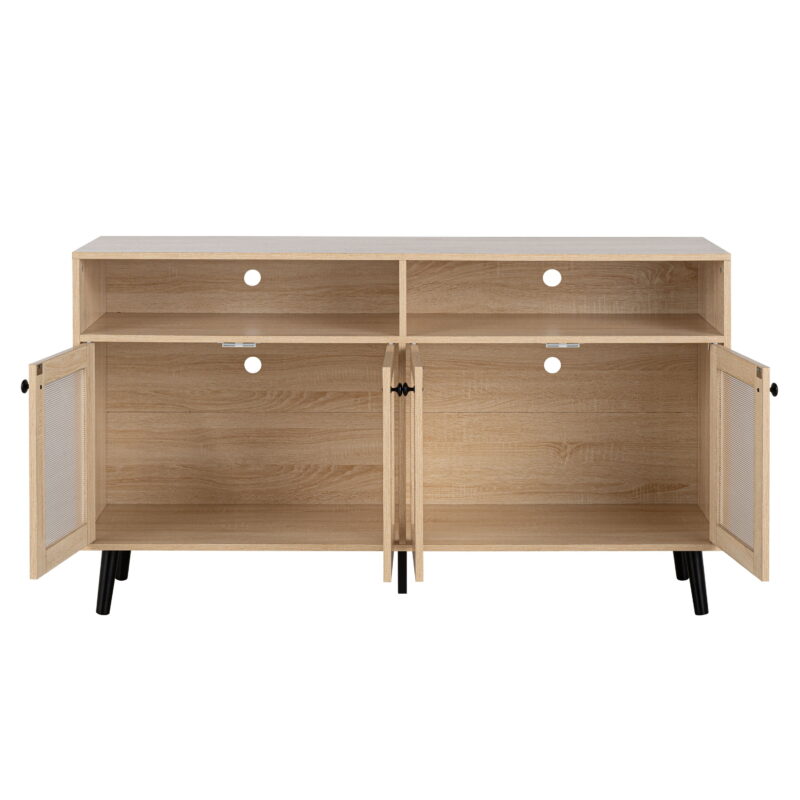 Furniture of America Ronan 4-Door TV Stand for TVs up to 56" with Cable Management, Natural - Image 7