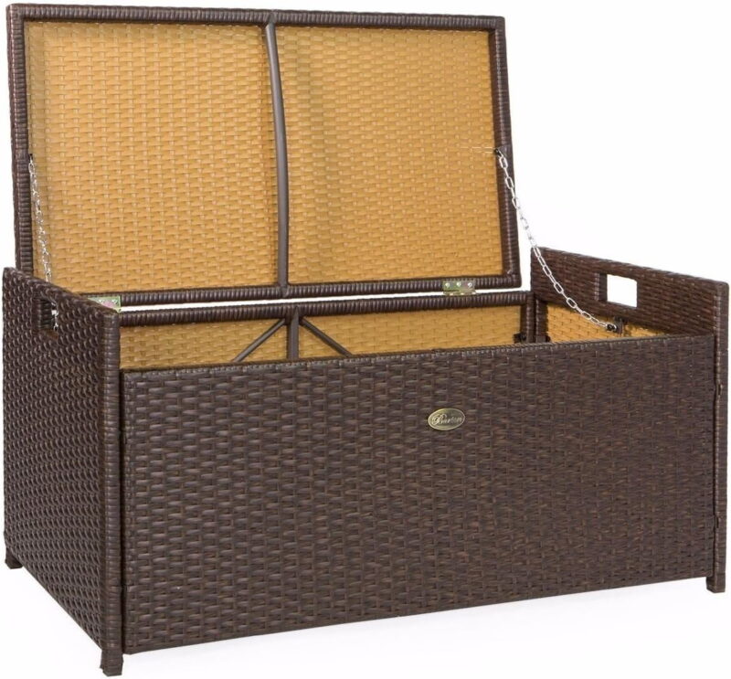 Barton All-Weather Outdoor Patio Deck Box Storage with Cushion Pad Water Resistance, Brown - Image 6