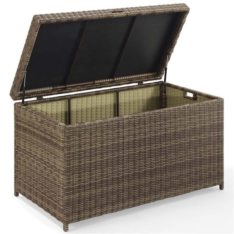 Crosley Furniture Bradenton Wicker / Rattan Patio Deck Box in Weathered Brown - Image 6