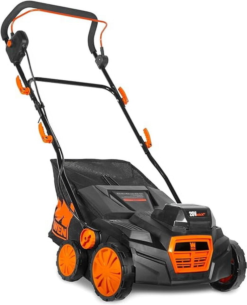 WEN 15" 20V Cordless Electric Dethatcher and Scarifier Walk-Behind Lawn Mower - Image 3