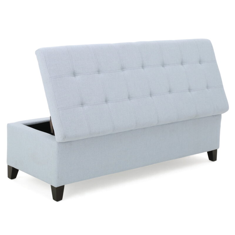 MAYEERTY 50.75" Light Sky Upholstered Ottoman Bench - Multi-functional Storage for Entryway/Bedroom/Living Room - Image 6