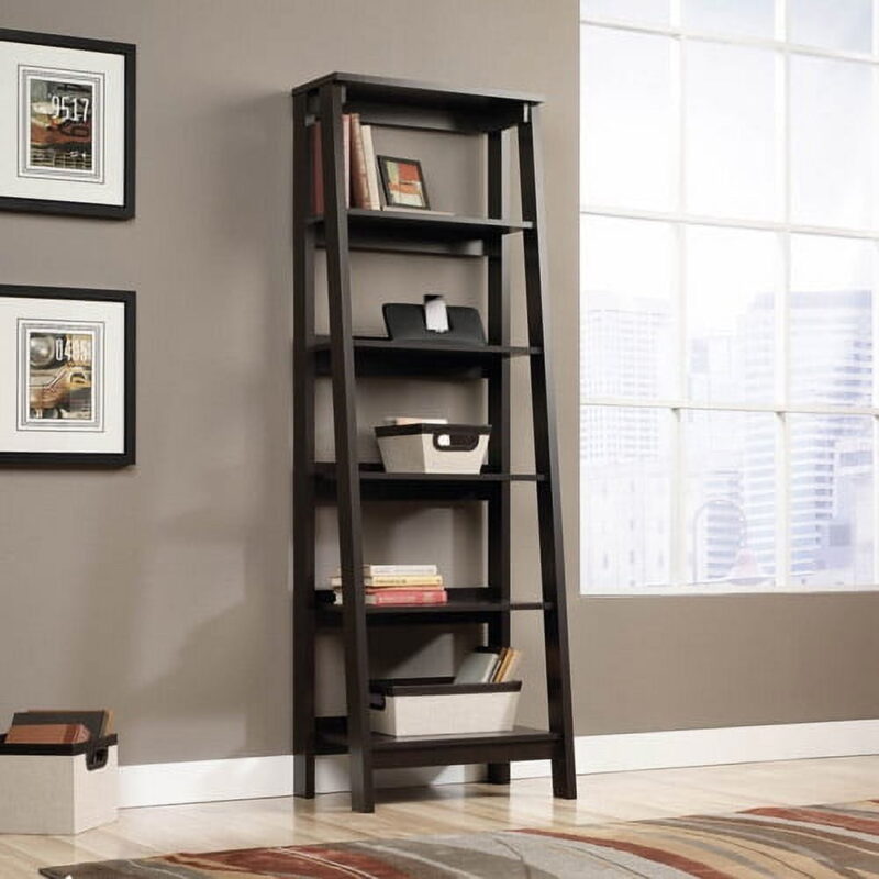 Sauder Trestle 5 Shelf Bookcase, Jamocha Wood Finish - Image 4