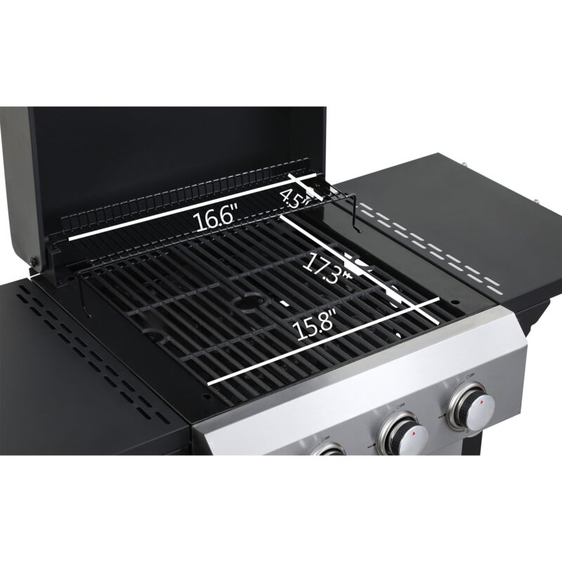 Miniyam 3 Burners BBQ Propane Gas Grill with Side Burner for Outdoor Barbecue, 36900 BTU Output - Image 6