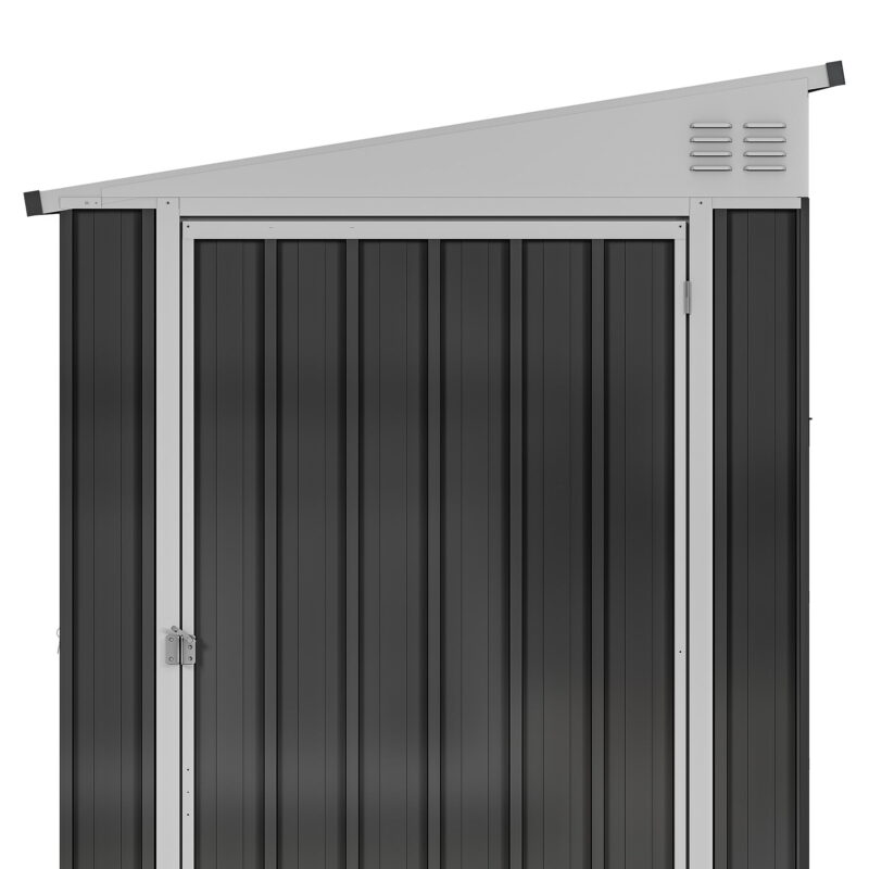Uforic Oversized Storage Metal Shed with Lockable Doors & Sloped Roof for Outdoor, Dark Grey & White - Image 7