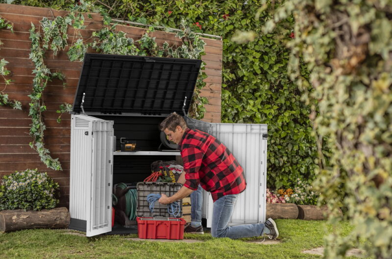 Keter S.I.O Midi 4.3' x 2.3' x 3.7' Horizontal Resin Outdoor Storage Shed with Durable Floor, Grey - Image 7