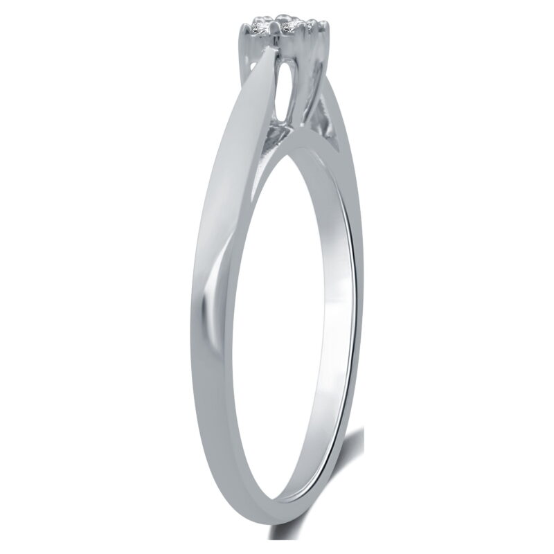 Forever Bride 1/5 CTTW Round Diamond Women's Sterling Silver Quad Solitaire Bridal Set - Image 2