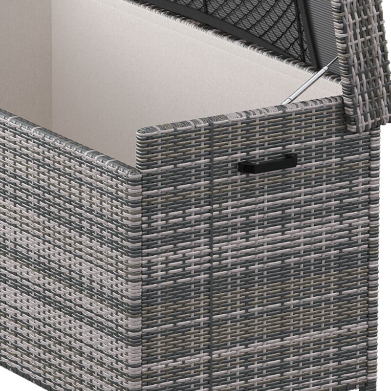 Uforic 200 Gallon Large Outdoor Rattan Deck Box, Storage Box with Storage Net & Movable Wheels for Patio Furniture, Garden Tools, Gray - Image 7