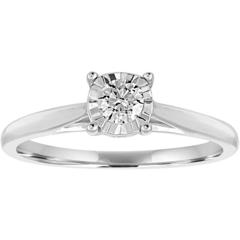 Forever Bride Women's 10K White Gold Solitaire Engagement Ring, 1/4 CTTW Round Diamond (I2, H-I) - Image 4