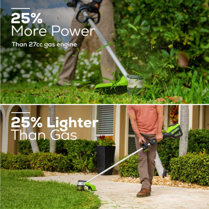 Greenworks 60V 16" Cordless Brushless String Trimmer/Edger with 2.5Ah Battery & Charger 2122802 - Image 3
