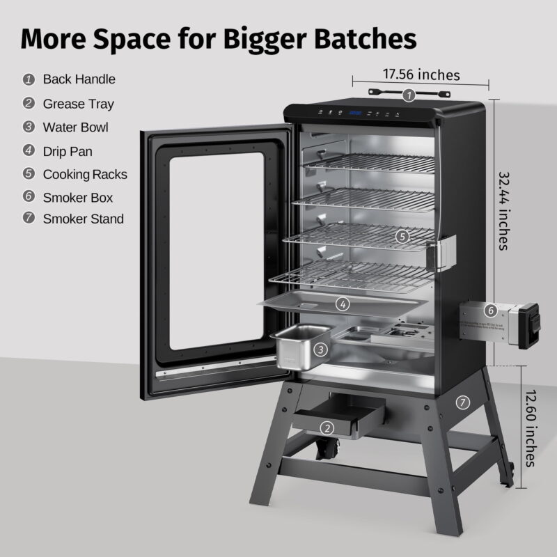 EAST OAK Pro 30" Electric Vertical Smoker Portable with Window & Legs Digital Control of Cooking Night Blue - Image 4