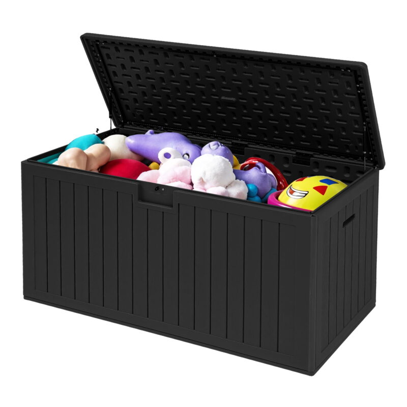 Uforic 180 Gallon Extra Large Outdoor Deck Box, Double-Wall Resin Storage Box with Flexible Divider, Lockable,‎Weatherproof,Black - Image 6