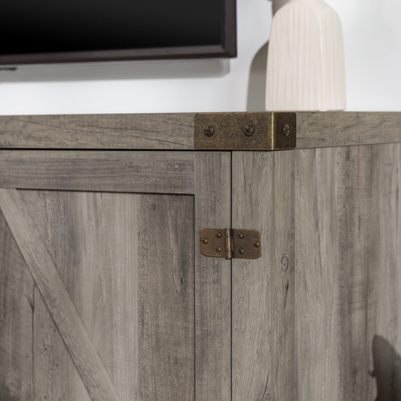 Walker Edison Modern Farmhouse Barn Door TV Stand for TVs up to 65", Grey Wash - Image 4