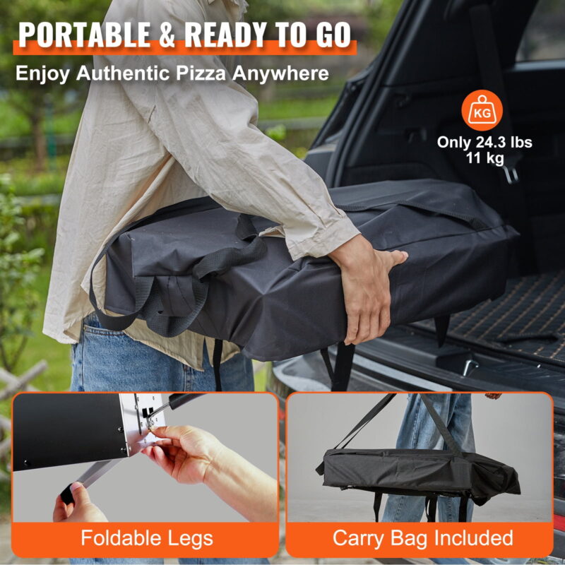 KFFKFF 13" Portable Outdoor Pizza Oven Gas Pizza Oven Stainless Steel Foldable - Image 4