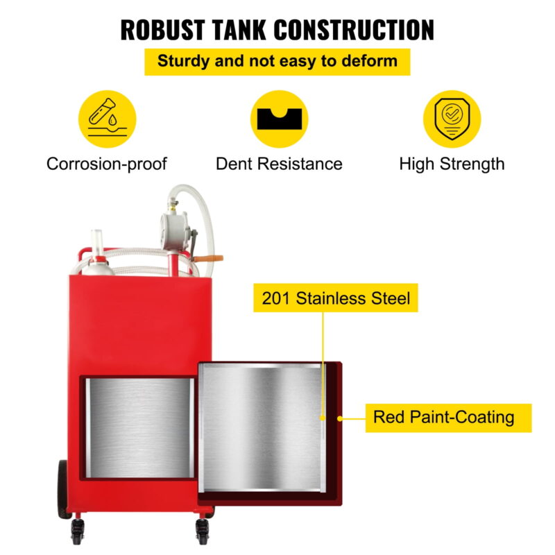 SKYSHALO, 30 Gallon Gasoline Diesel Fuel Container Manuel Transfer Pump Red - Image 3