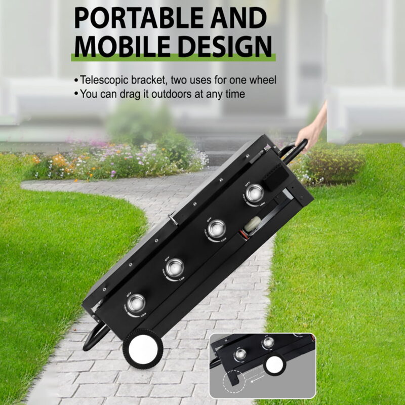 Vebreda 60000BTU 4 Burner Foldable Outdoor Propane Gas Grill , Black - Image 3