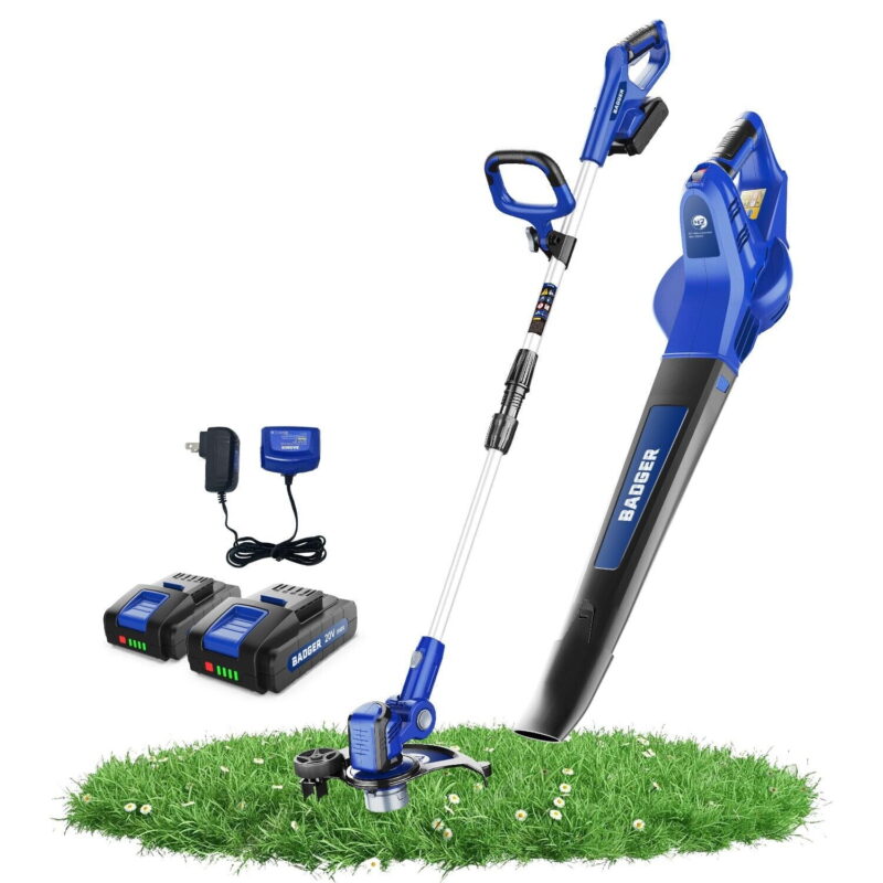 WILD BADGER POWER 20V Cordless String Trimmer/Edger Sweeper Combo 12"Weed Eater Leaf Blower - Image 3