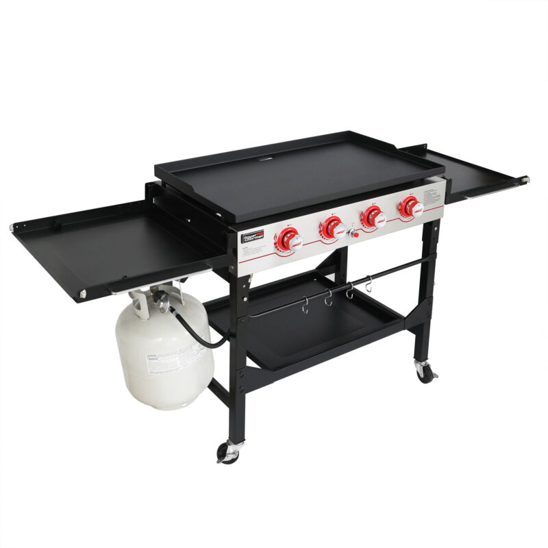 Royal Gourmet GB4000F 36" Flat Top Gas Griddle, 4-Burner BBQ Grill Griddle with Top Cover Lid, Folding Side Shelves and Legs for Large Outdoor Camping, Black - Image 4