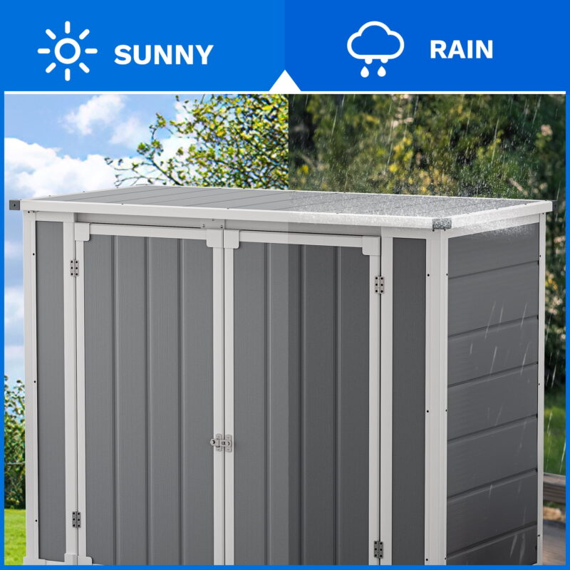 Uforic Outdoor Storage Shed,4.7x2.5ft All-Weather Waterproof with Hydraulic Struts, Triple Locks, Floor Locking for Garden Tools and Trash Cans - Image 2