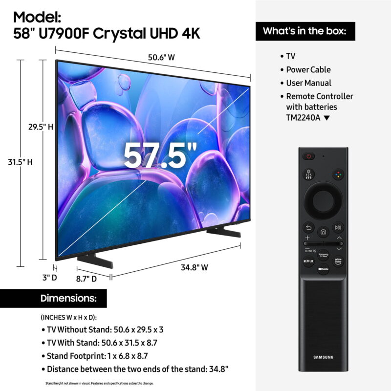 Samsung 58" Class Crystal UHD U7900F 4K Smart TV 2025 - UN58U7900FFXZA - Image 7