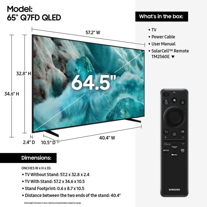 Samsung 65" Class QLED Q7FB 4K Samsung Vision AI Smart TV 2025 - QN65Q7FBAFXZA - Image 3