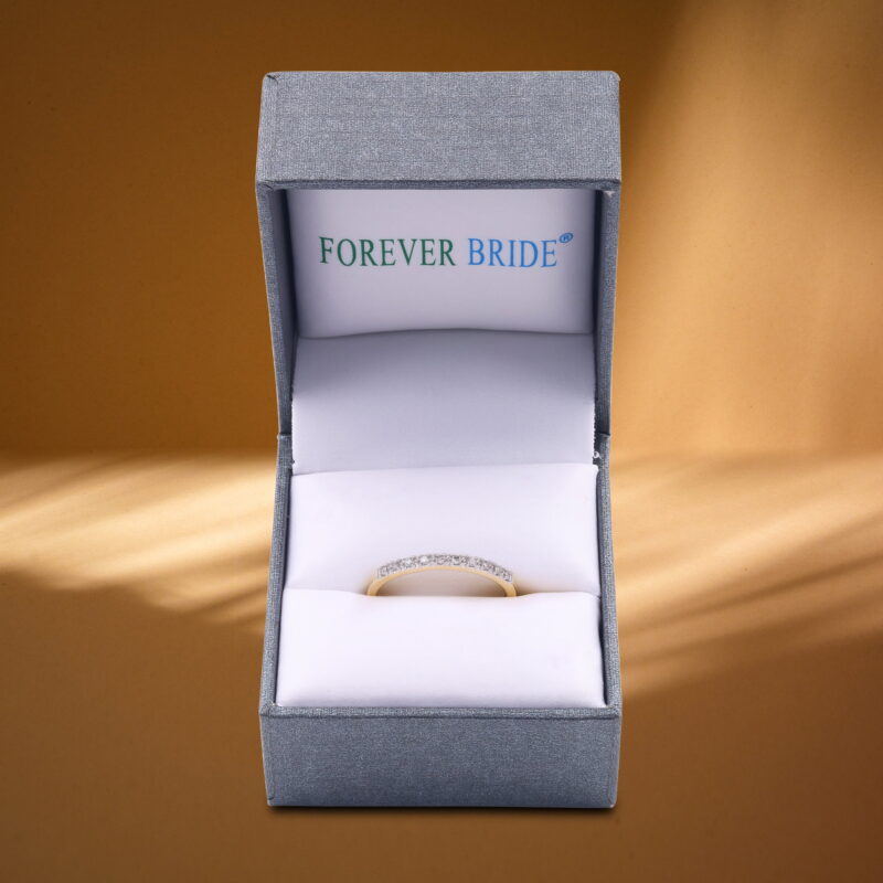Forever Bride Women's 10K Yellow Gold Pave Stackable Wedding Band, 1/4 CTTW Diamond (I2, H-I) - Image 4