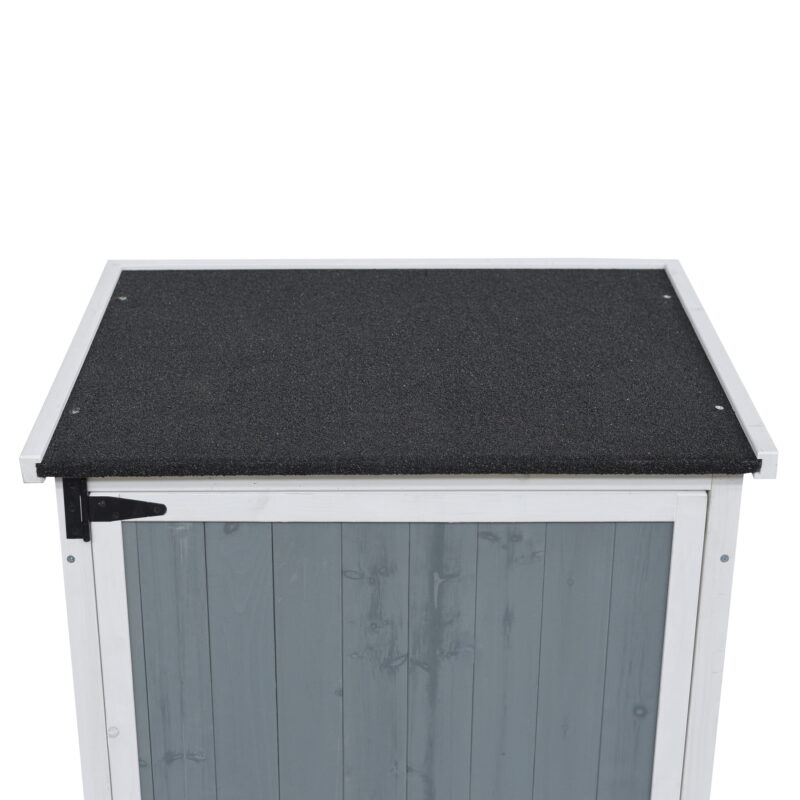 Christopher Knight Home Wood Outdoor Storage Shed with 5 Customizable Compartments, and Sloped Roof, Gray and White - Image 4