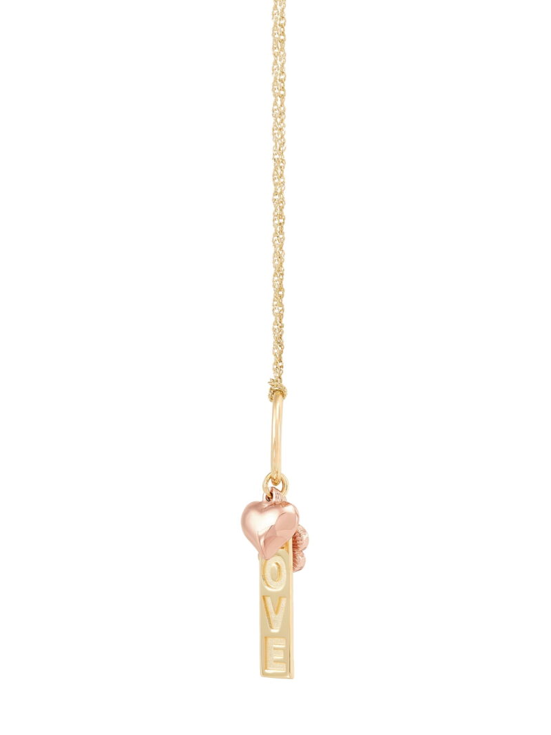 Brilliance Fine Jewelry 10K Two Tone Gold Love Bar, Flower, Puffed Heart Necklace,19" - Image 3