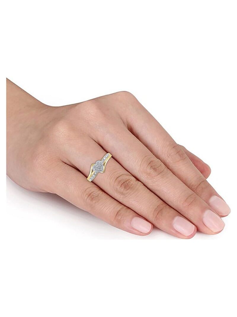Hold My Hand 1/20 Carat Natural Diamond Heart Promise Ring for Women in 10K Yellow Gold - Image 3