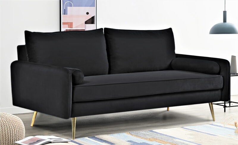 US Pride Furniture Villeda 70''W Polyester Square Arms Sofa Black - Image 6