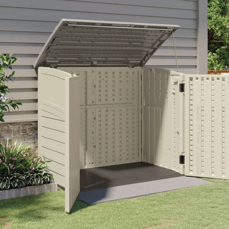 Suncast 34 Cubic ft. Horizontal Outdoor Resin Storage Shed, Vanilla,53 in D x 45.5 in H x 32.25 in W - Image 7