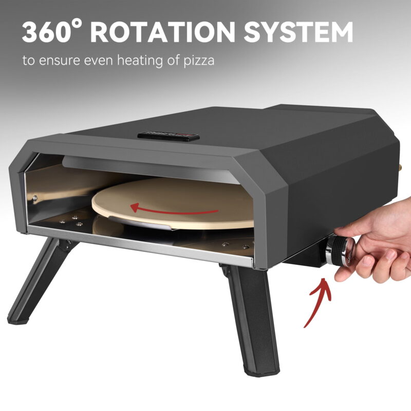 Royal Gourmet GP1301 Portable Gas Pizza Oven with 13-inch Pizza Stone,with Collapsible Legs for Backyard, Outdoor, Handmade Pizza, Black - Image 6