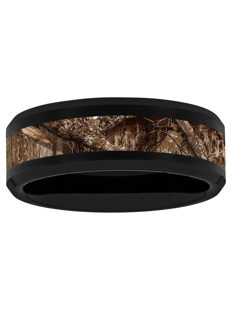 Men's Black Tungsten Brown Camo Center 8MM Wedding Band - Men's Ring - Image 2