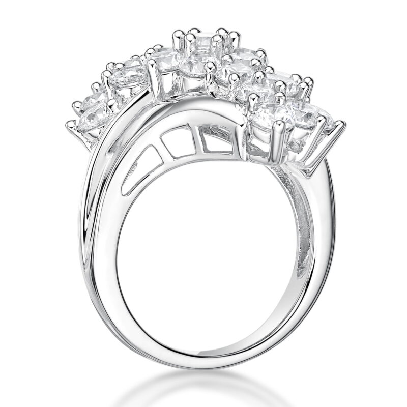 Jay Heart Designs 925 Sterling Silver Simulated White Diamond Cocktail Ring - Image 2